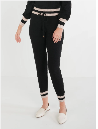 Emily McCarthy Downtown Jogger - Black Knit  Cheetah