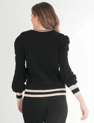 Emily McCarthy Julia Sweater - Black Knit  Cheetah