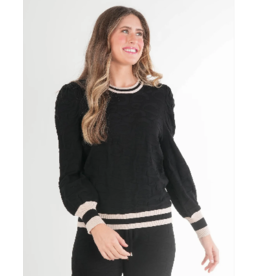 Emily McCarthy Julia Sweater - Black Knit  Cheetah