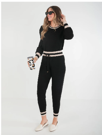 Emily McCarthy Julia Sweater - Black Knit  Cheetah