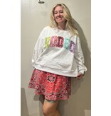 Queen of Sparkles White Multi Bandana Sequin 'Rodeo' Sweatshirt