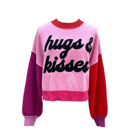 Queen of Sparkles Pink Colorblock Hugs & Kisses Sweater