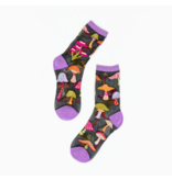 Magic Mushrooms Black Sheer Crew Sock
