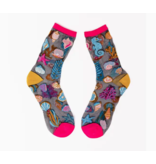 Under the Sea Black Sheer Crew Sock