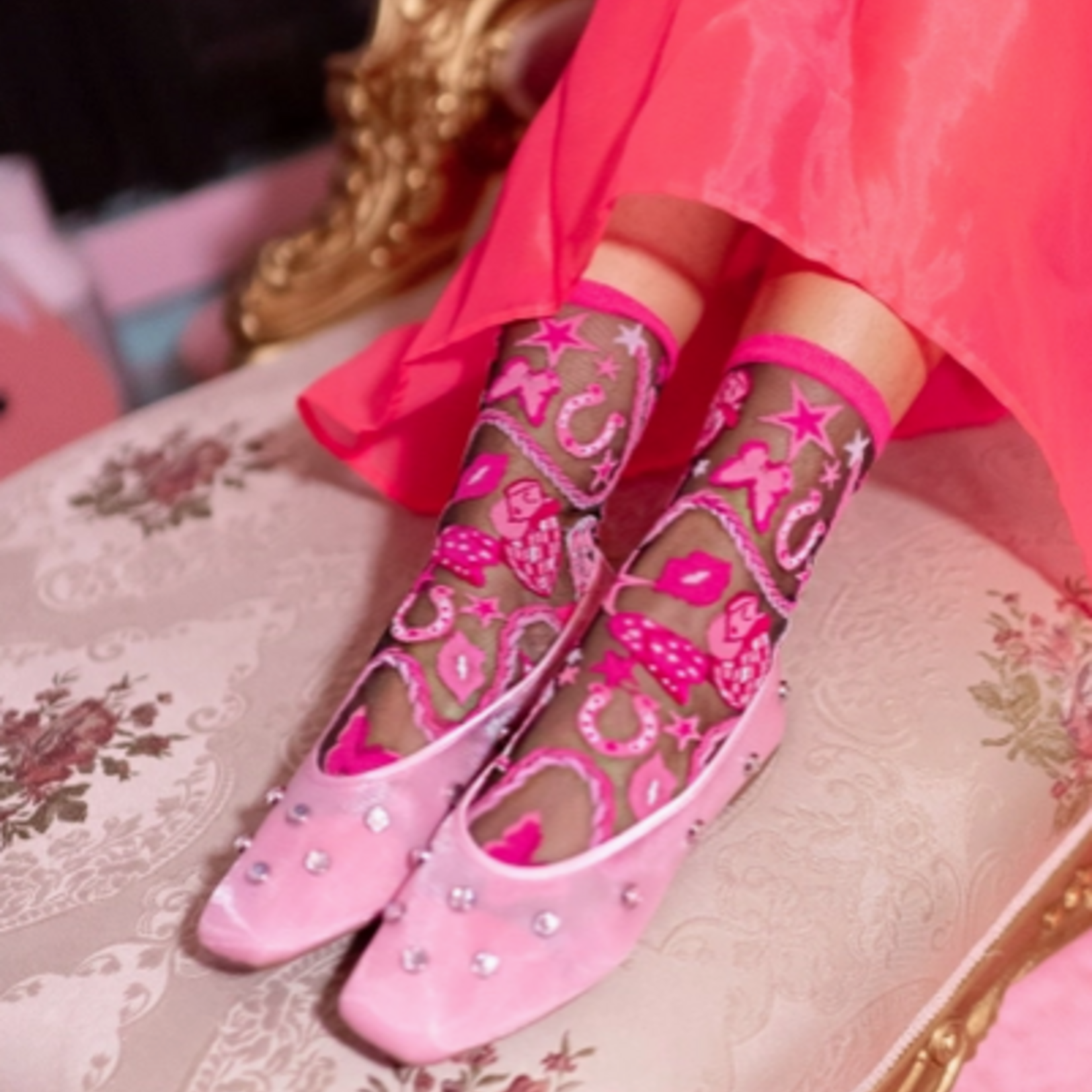 Disco Barbie Black Sheer Crew Sock