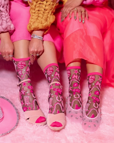 Disco Barbie Black Sheer Crew Sock