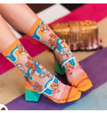 '70s Rainbow Butterfly Sheer Mid High Sock