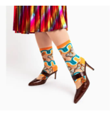 '70s Rainbow Butterfly Sheer Mid High Sock