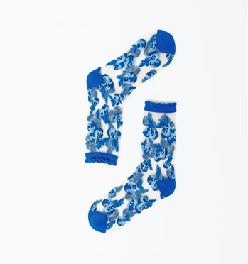 Blueberry Ruffle Sheer Crew Sock