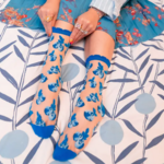 Blueberry Ruffle Sheer Crew Sock