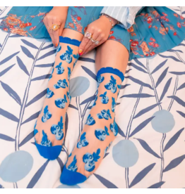 Blueberry Ruffle Sheer Crew Sock
