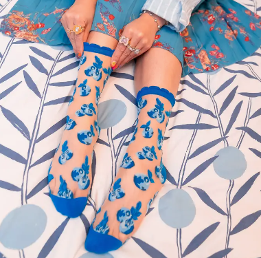 Blueberry Ruffle Sheer Crew Sock