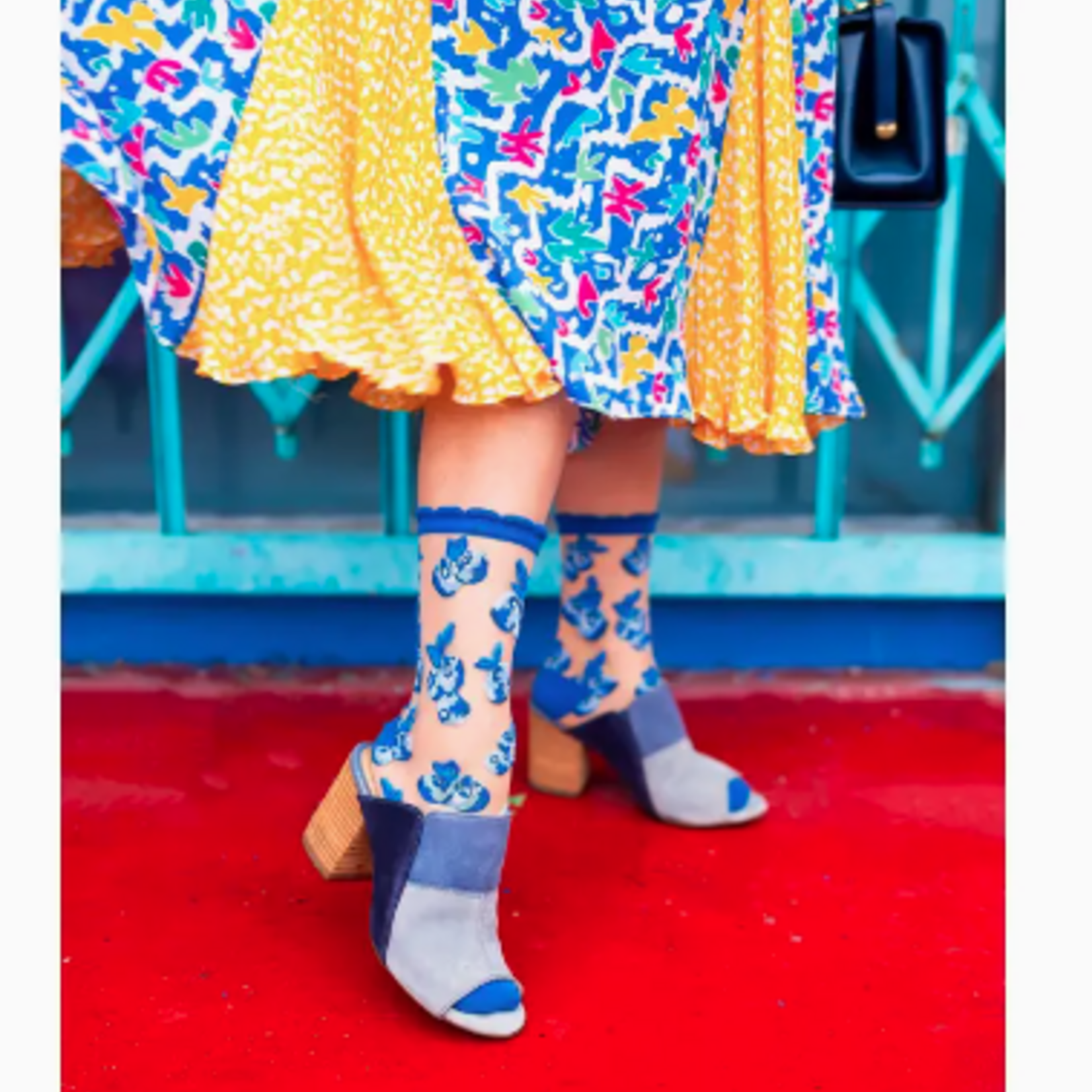Blueberry Ruffle Sheer Crew Sock