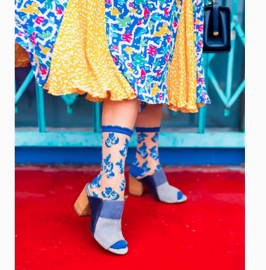 Blueberry Ruffle Sheer Crew Sock