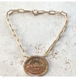 Gold Champagne Label Statement Necklace