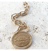 Gold Champagne Label Statement Necklace