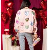 Queen of Sparkles Light Pink Positive Candy Hearts Sweatshirt