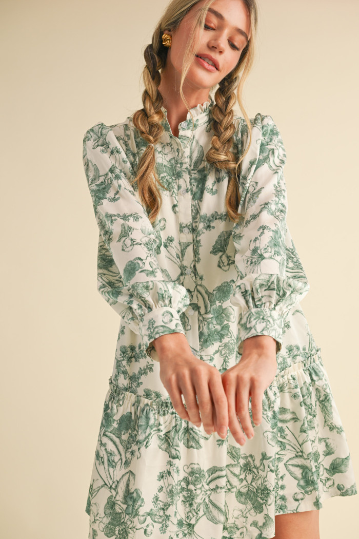 Collared Print Mini Dress