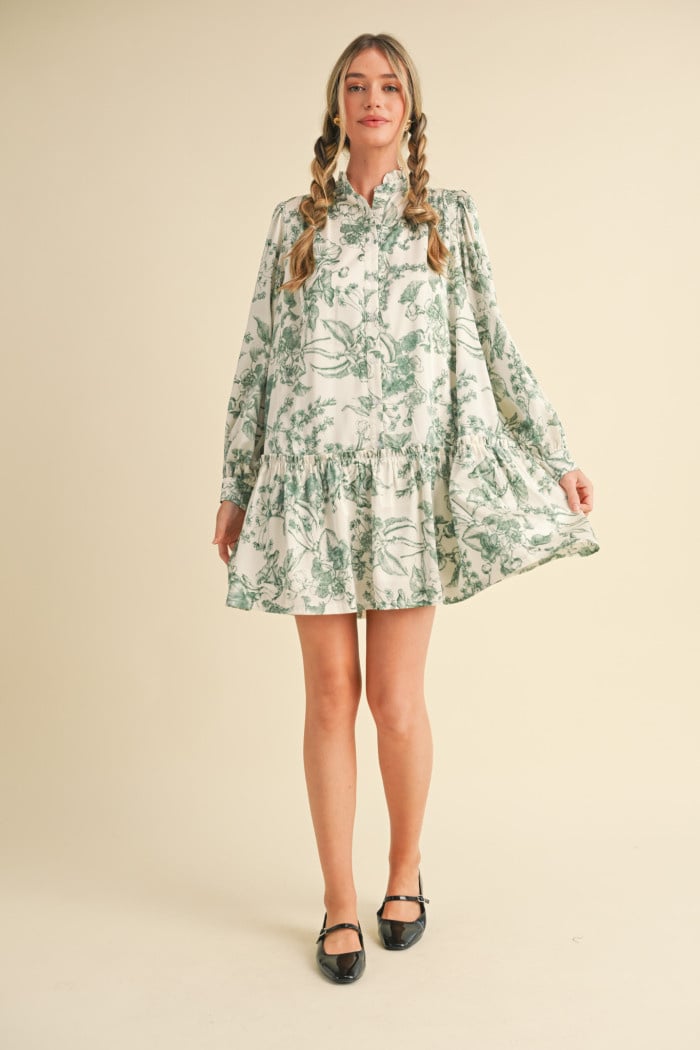 Collared Print Mini Dress