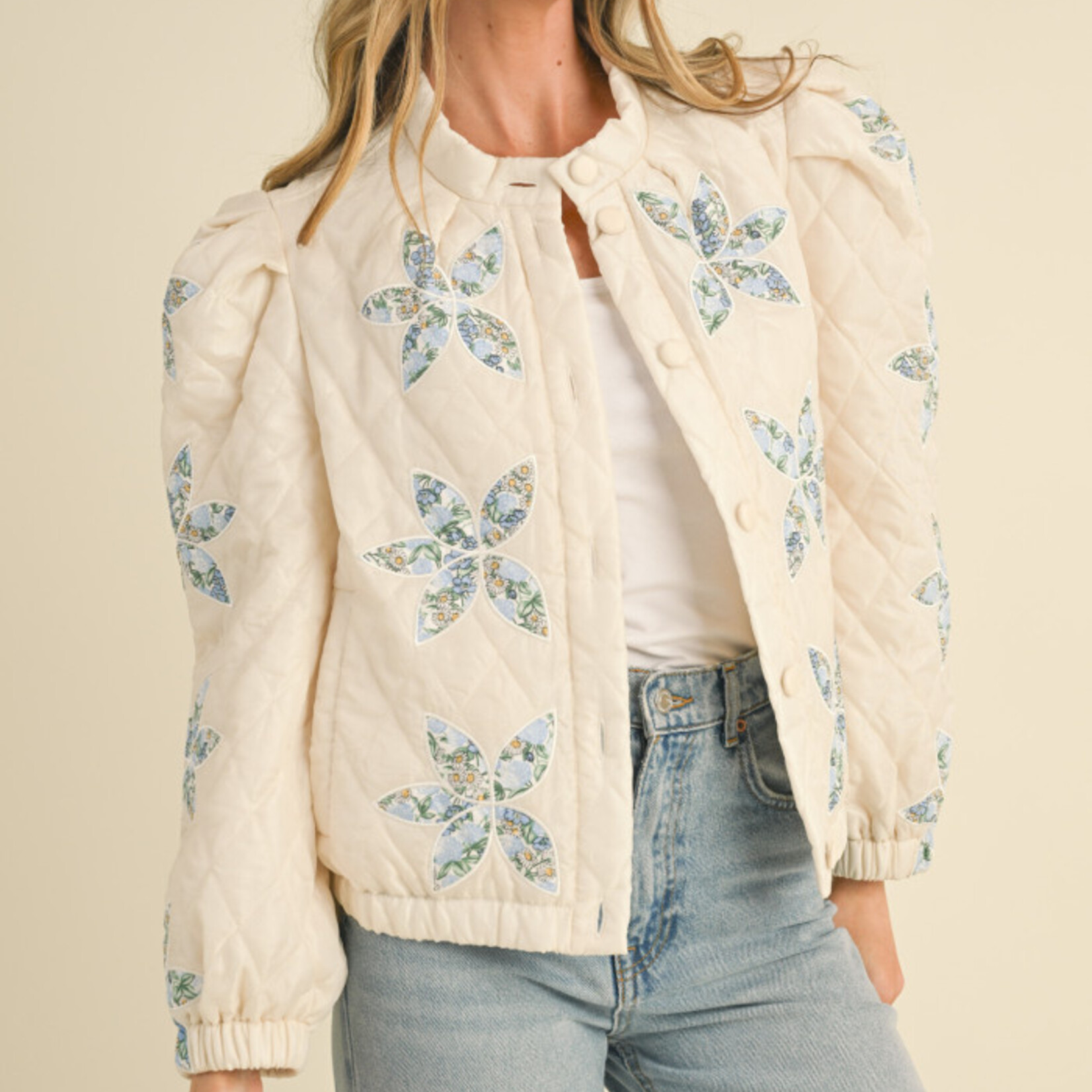 Quilted Floral Print Jacket