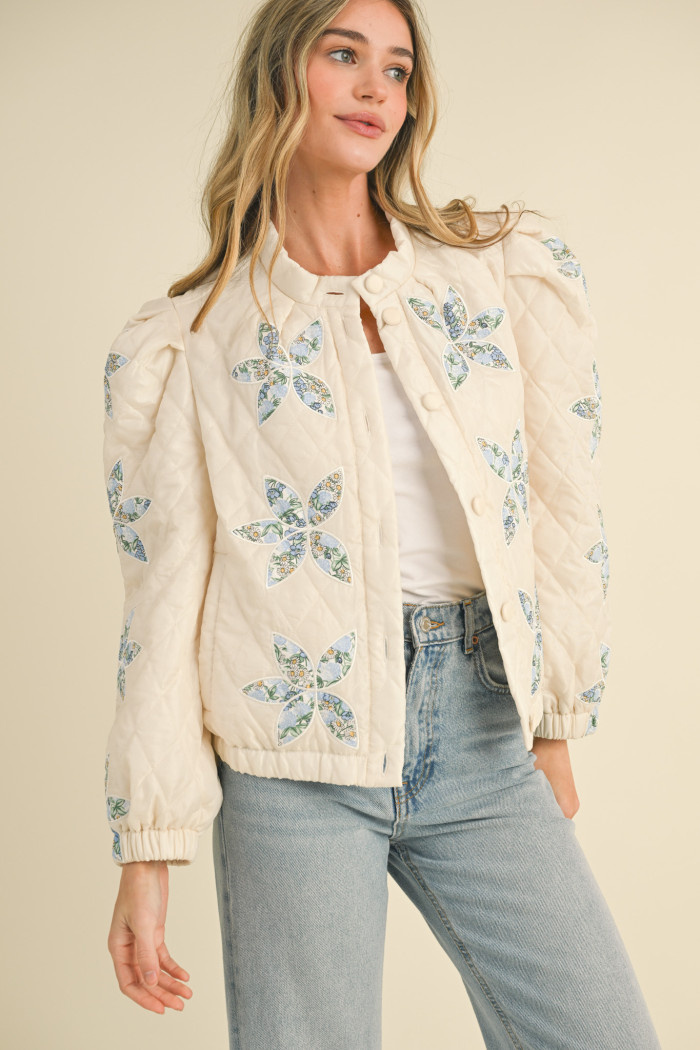 Quilted Floral Print Jacket