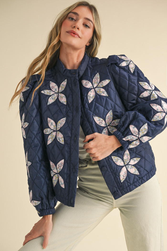 Quilted Floral Print Jacket