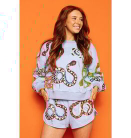 Queen of Sparkles Light Blue Multi Snake Short