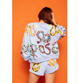 Queen of Sparkles Light Blue Multi Snake Short