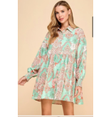Abstract Printed Button Up Dress