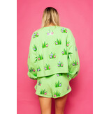 Queen of Sparkles Lime Green Easter Egg In Grass Sweatshirt