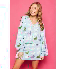 Queen of Sparkles Light Blue Scattered Bunny Skirt