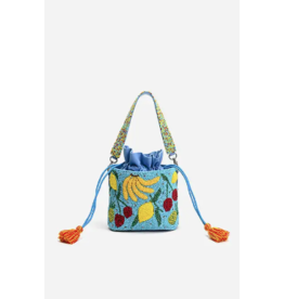 America & Beyond Lush Fruits Beaded Bucket Bag