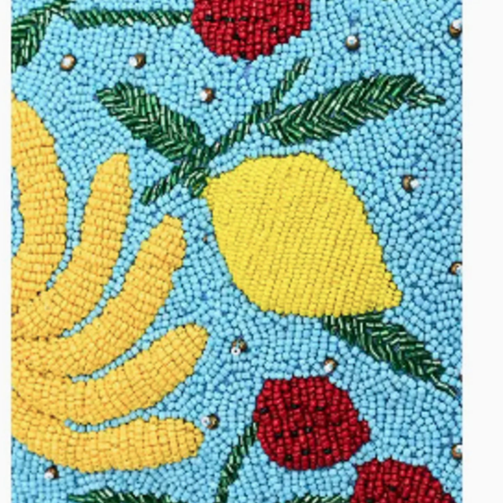 Lush Fruits Beaded Bucket Bag