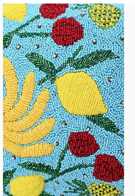 Lush Fruits Beaded Bucket Bag