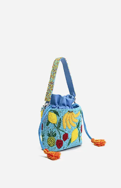 Lush Fruits Beaded Bucket Bag