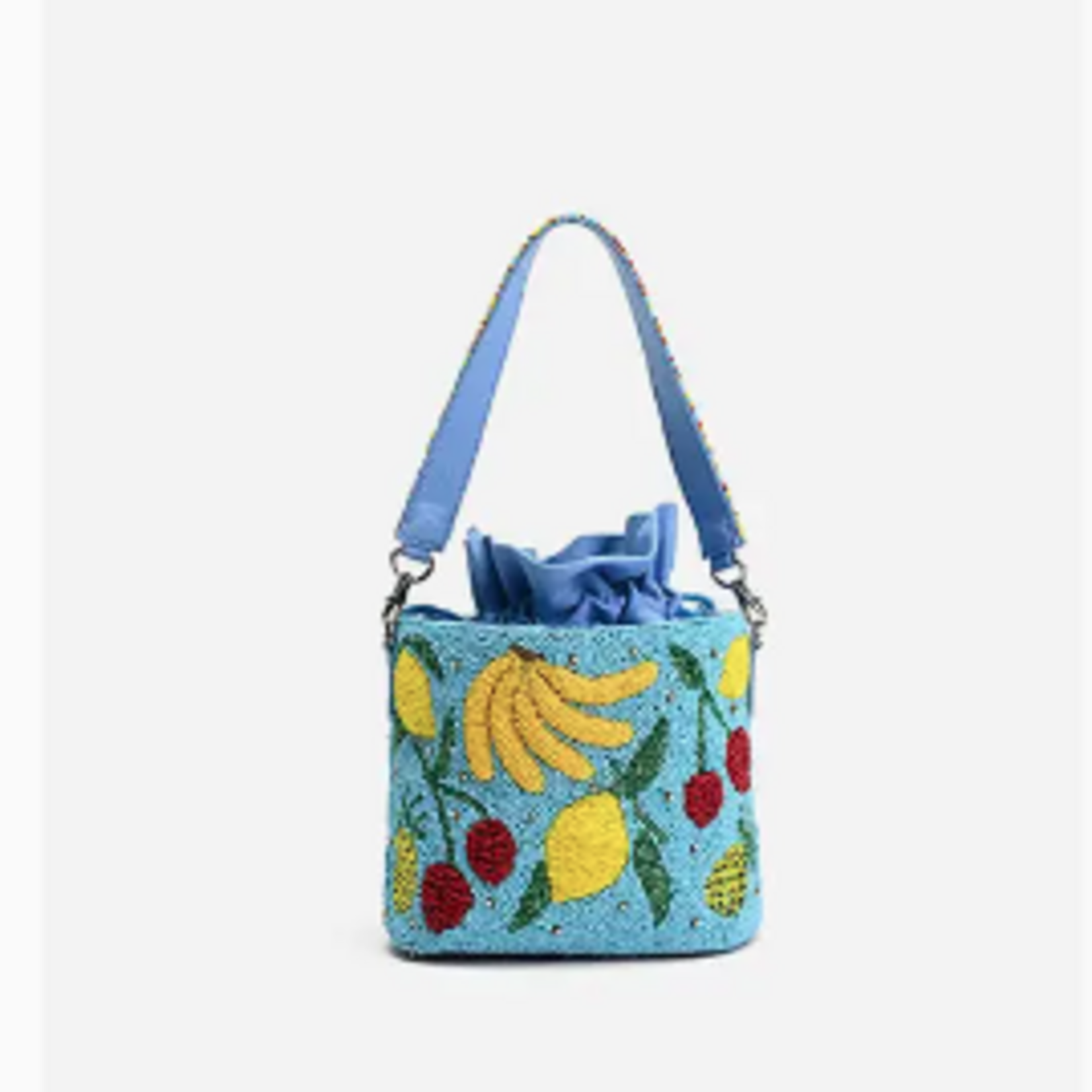 Lush Fruits Beaded Bucket Bag