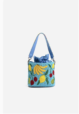 Lush Fruits Beaded Bucket Bag