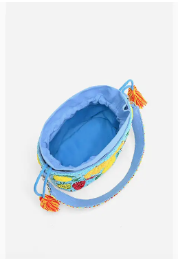 Lush Fruits Beaded Bucket Bag