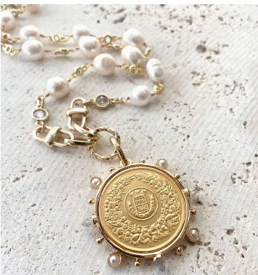 Coin Jewelry Pearl Necklace Boutique Salon Jewelry