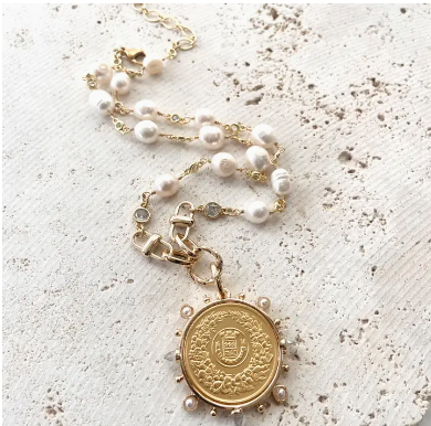 Coin Jewelry Pearl Necklace Boutique Salon Jewelry