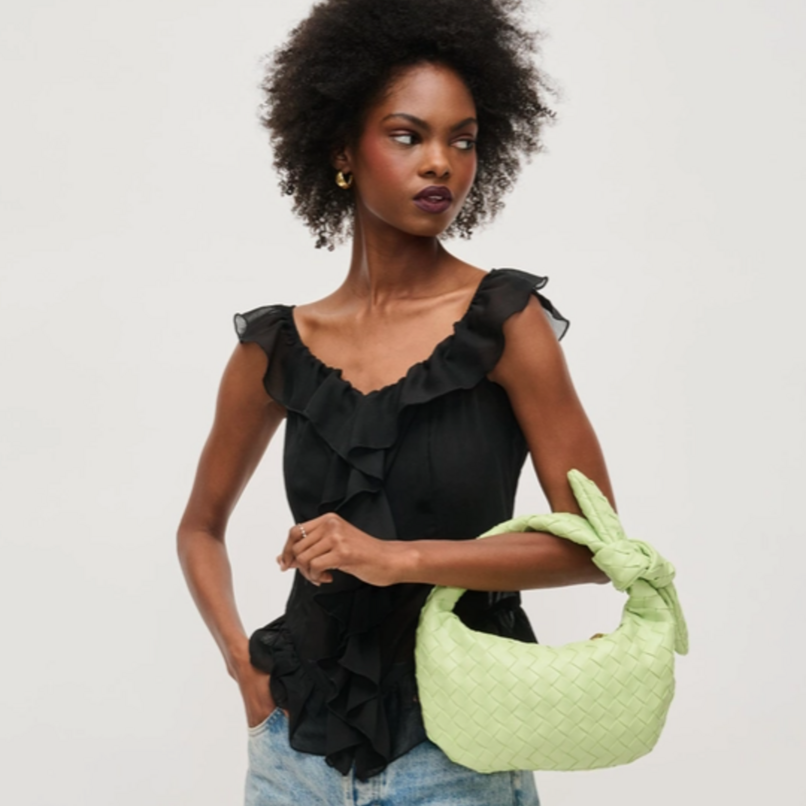Lizbeth Woven Knot Clutch Pistachio