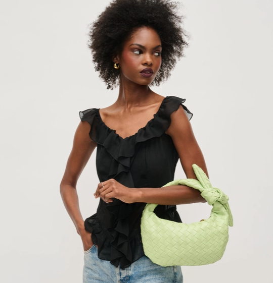Urban Expressions Lizbeth Woven Knot Clutch Pistachio