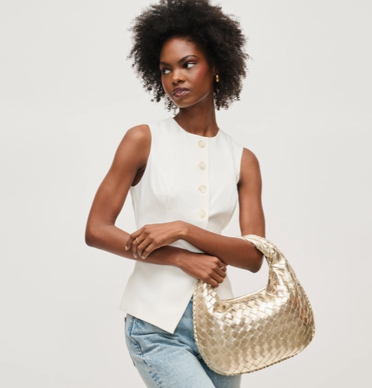 Urban Expressions Wendy Woven Shoulder Bag Gold