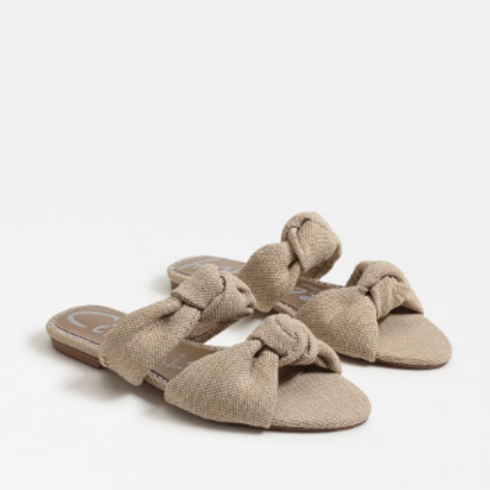Marissa Natural Burlap Knot Slide Sandal
