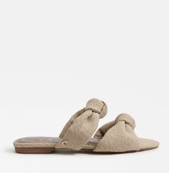 Marissa Natural Burlap Knot Slide Sandal