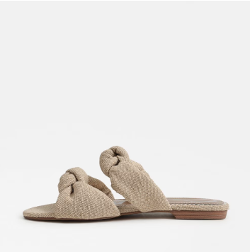 Marissa Natural Burlap Knot Slide Sandal