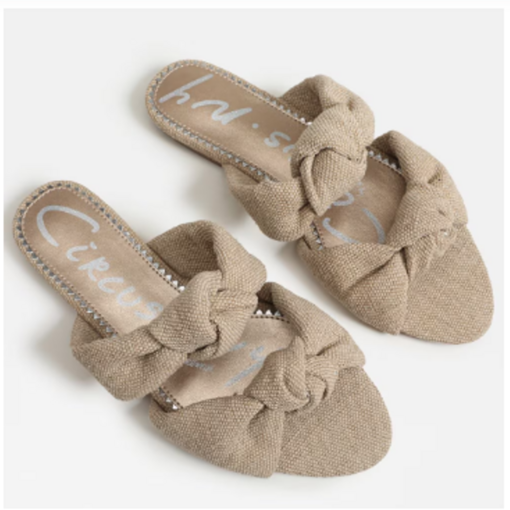 Marissa Natural Burlap Knot Slide Sandal