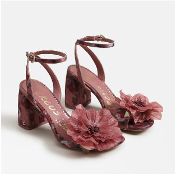 Aria Berry Blush Flower Block Heel Sandal