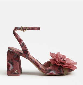 Aria Berry Blush Flower Block Heel Sandal