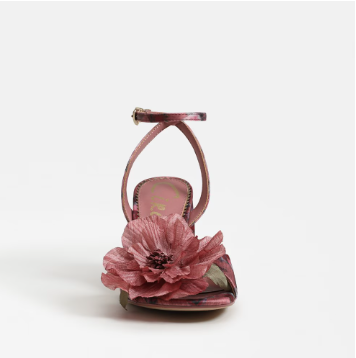 Aria Berry Blush Flower Block Heel Sandal
